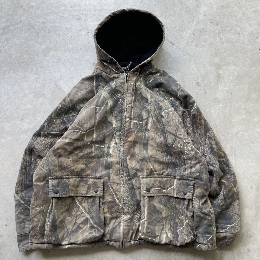 Y2K Realtree Jacket Men XL Camo Camouflage Hooded Heavy Coat Workwear Cargo